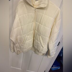 Olivaceous Women's Cream Puffer Jacket